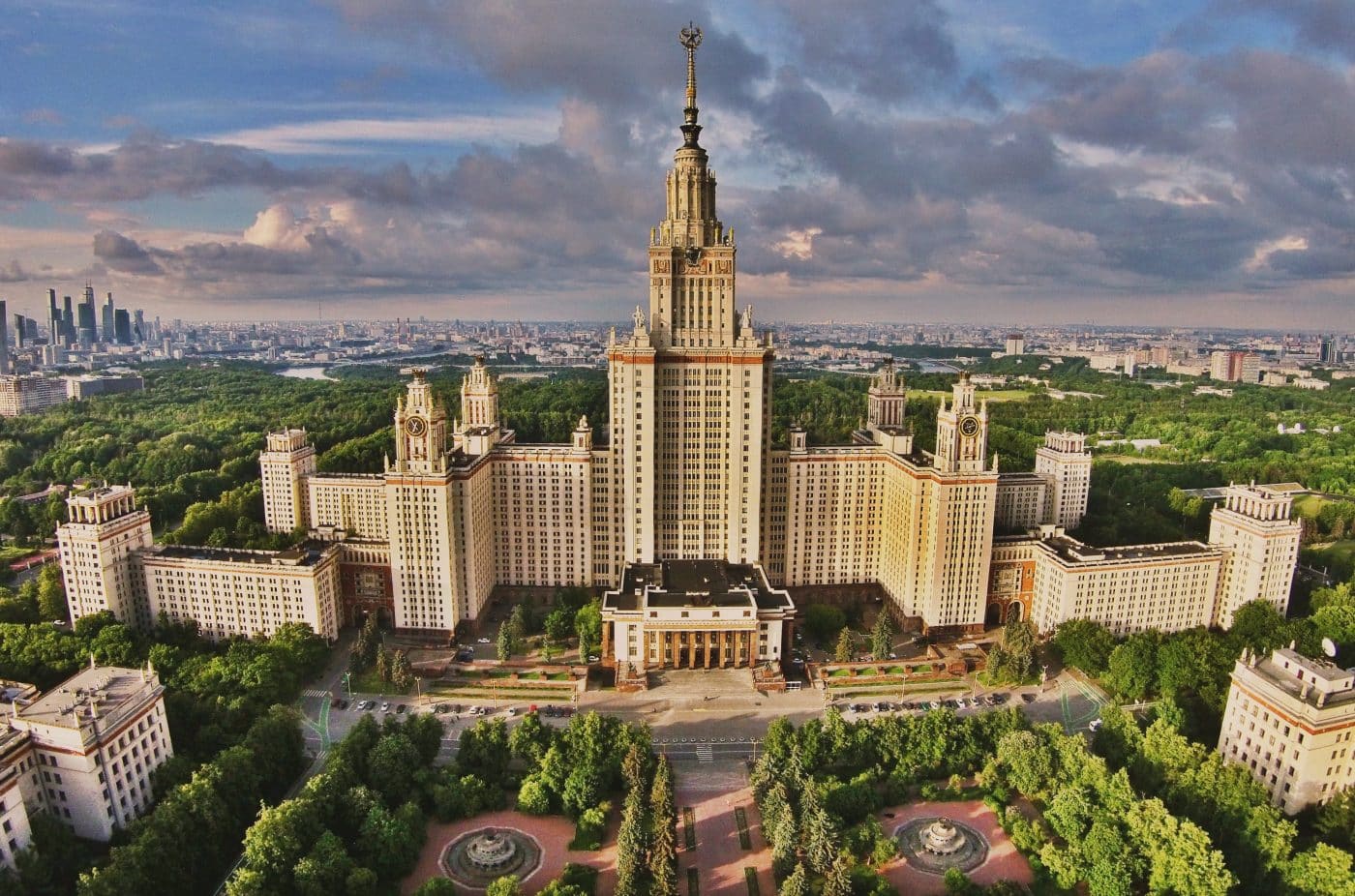 The main building of Moscow State University seen from above